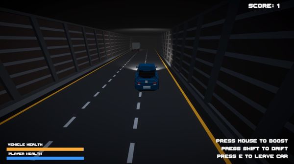 3D game where you drive a vehicle through a tunnel